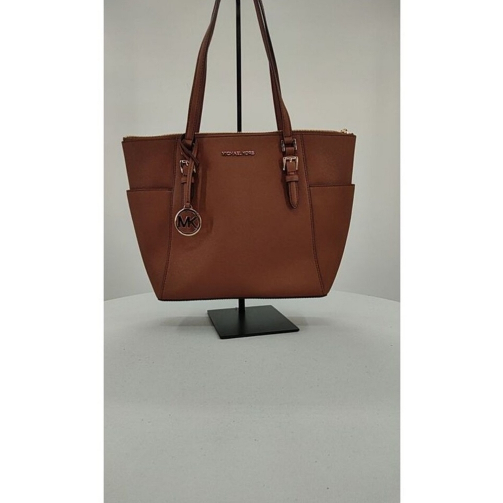 Michael Kors Charlotte Large Saffiano Leather Top-Zip Tote Bag